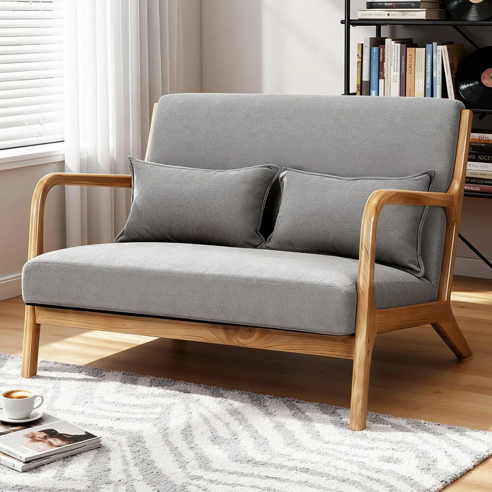 Artiss Armchair 2-Seater Loveseat Fabric – Grey