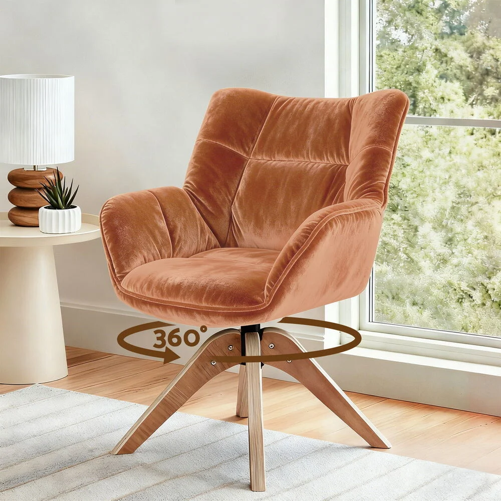 Artiss Swivel Chair Armchair Nursing Velvet – Brown