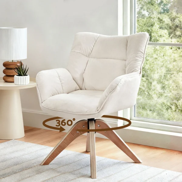 Artiss Swivel Chair Armchair Nursing Velvet – White