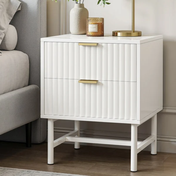 Artiss Bedside Table 2 Drawers – White
