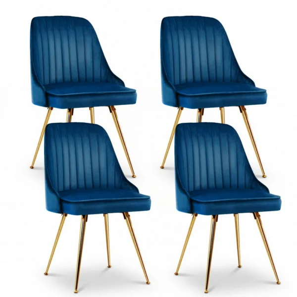 Artiss Dining Chairs Set of 4 Velvet Channel Tufted – Blue