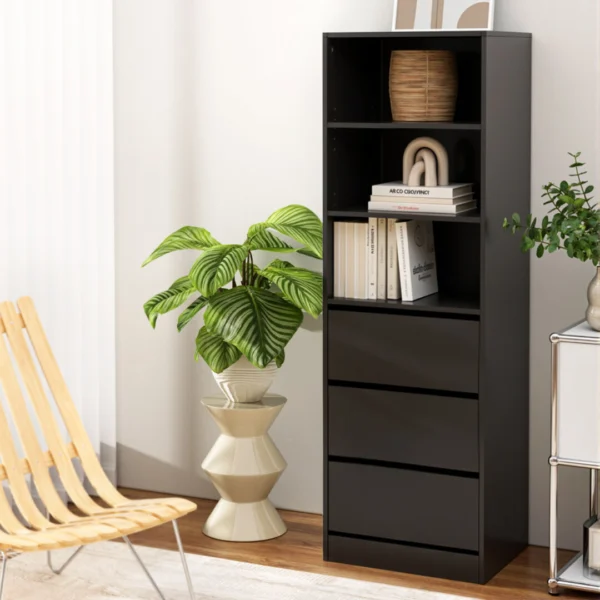 Artiss Chest of 3 Drawers Tallboy Cabinet – Black