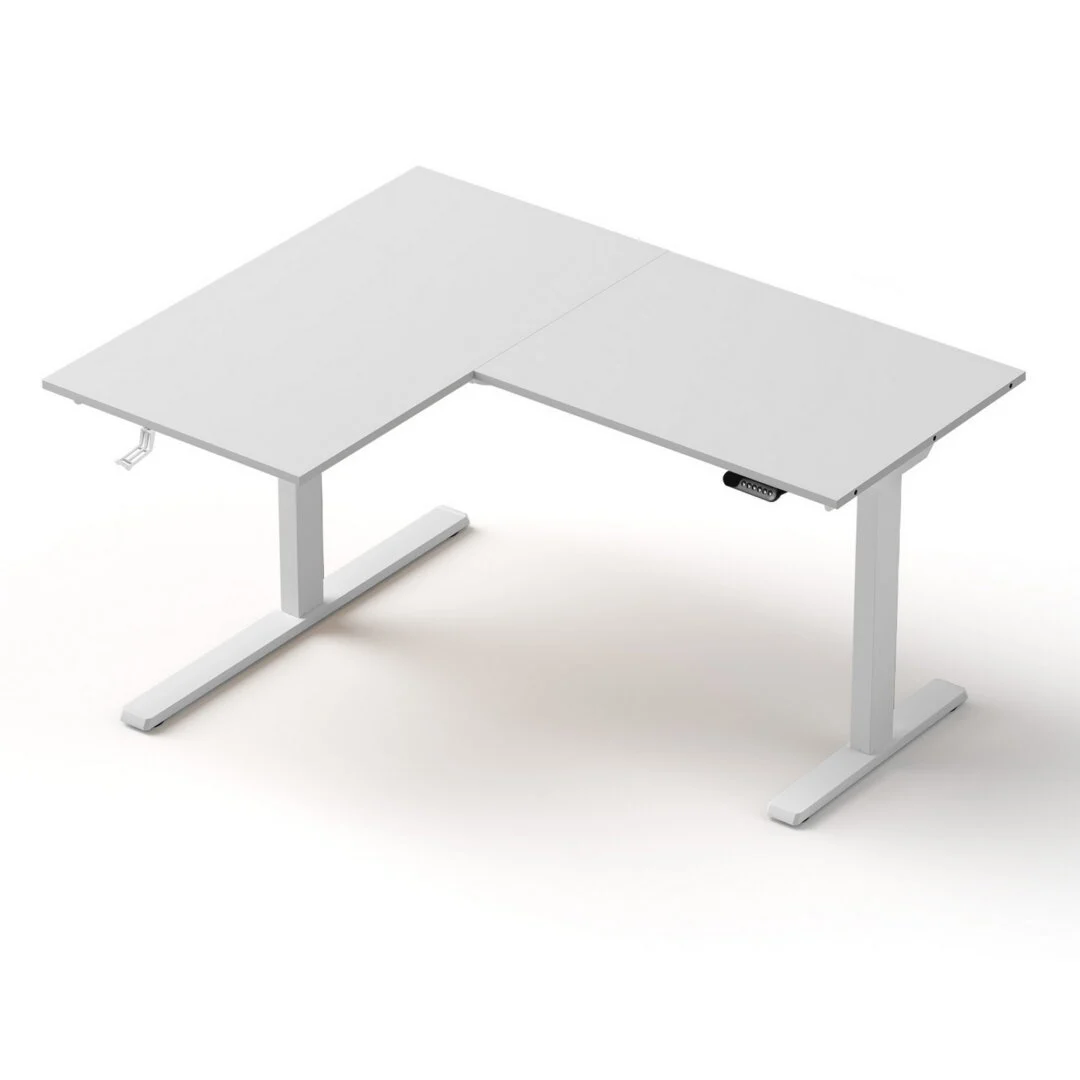 Artiss L-Shape Standing Desk Sit Stand Up Height Adjustable Electric Motorised – White