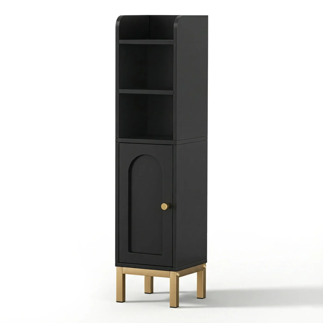Artiss Bathroom Storage Cabinet Floor Organiser Toilet Corner Adjustable – Black
