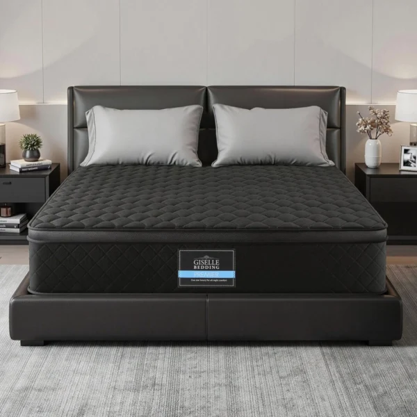 Giselle Bedding King Mattress 34 cm Euro Top with 5-Zone Pocket Spring Support – Black