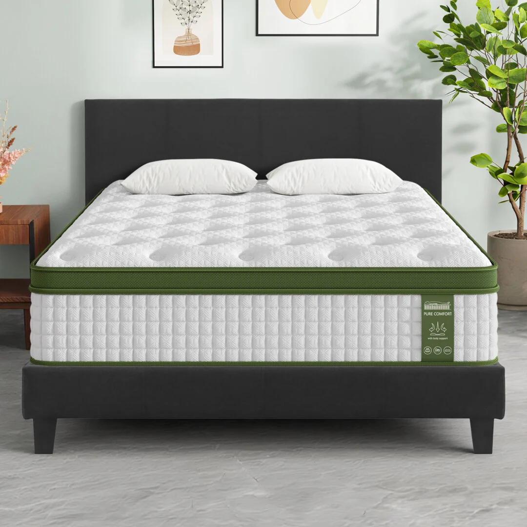 Artiss BedStory Double Bed Frame Mattress Set Platform Upholstered Hybrid Pocket Coil