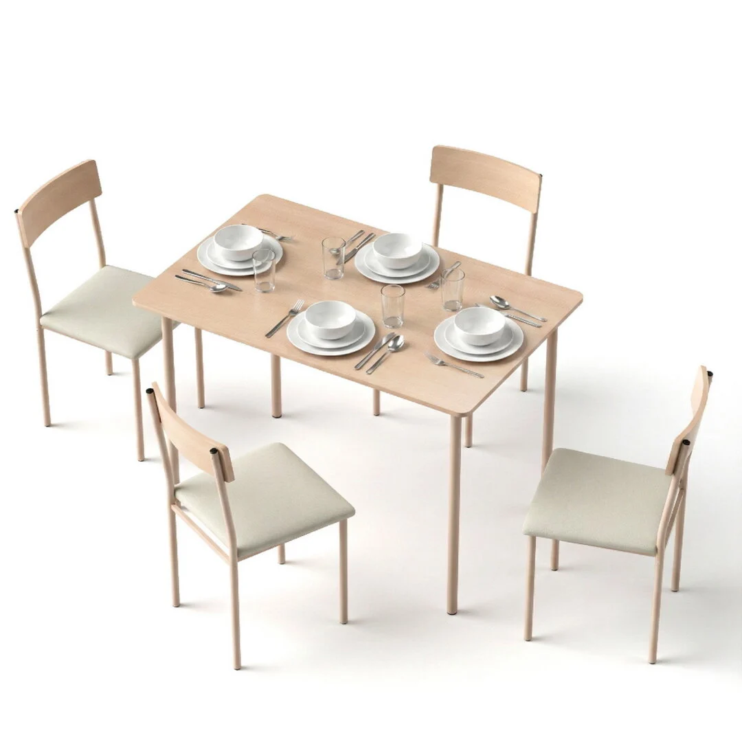 Artiss Dining Table and Chairs Set of 5 Compact Kitchen Furniture Natural – Beige
