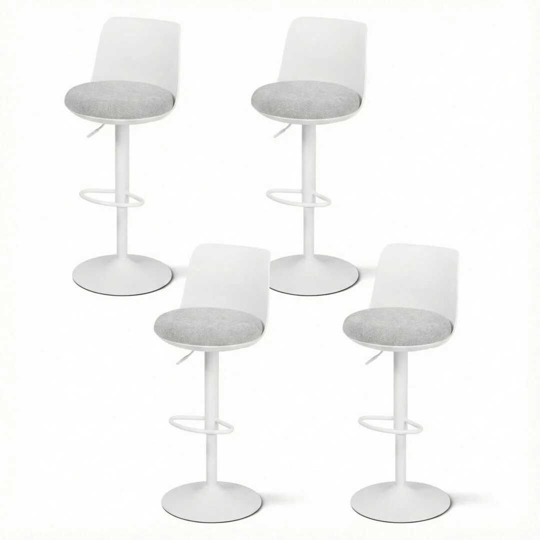 Artiss 4x Bar Stools Kitchen Swivel Gas Lift Counter Dining Chair Curved – White