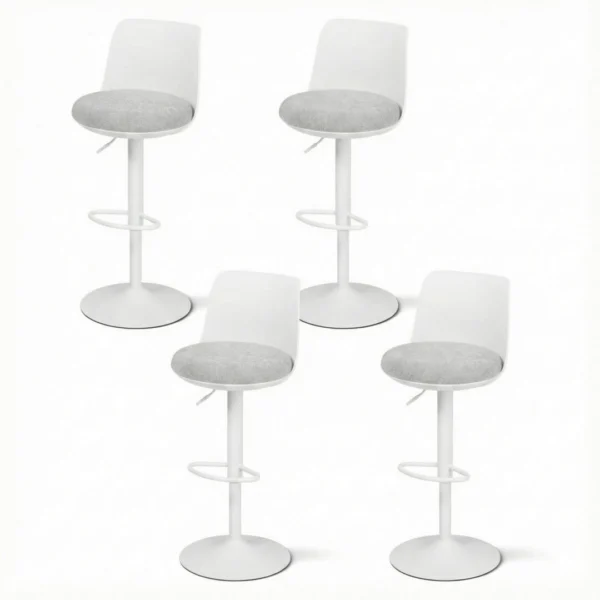 Artiss 4x Bar Stools Kitchen Swivel Gas Lift Counter Dining Chair Curved – White