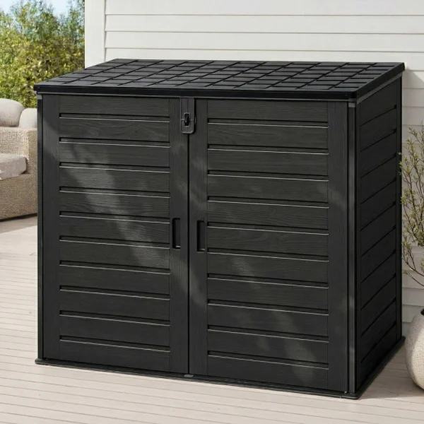 Gardeon Outdoor Storage Box 1170L Container Lockable Cabinet Tool Organiser Shed – Black