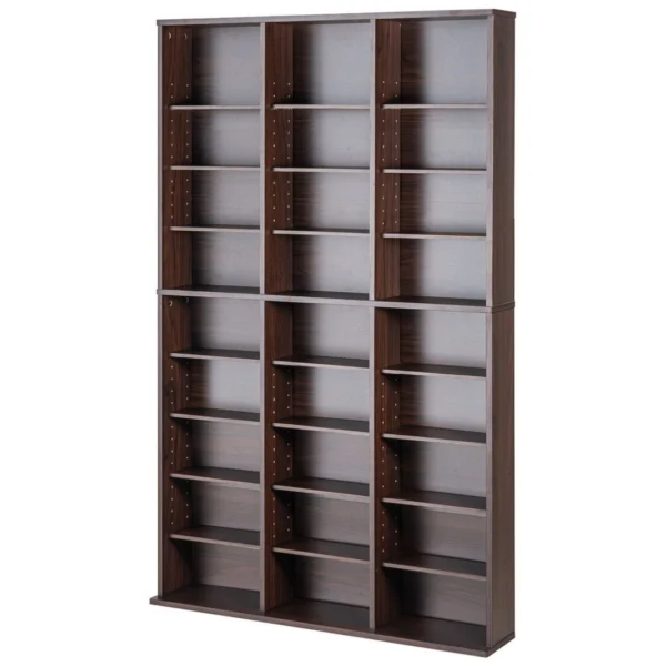 Media Storage Cabinet, 9-Layer DVD Shelf Holds Up to 756 CDs, Adjustable CD Shelves 27 Compartments, Protects & Organizes Music, Movie, Video Games or Memorabilia Collections, Espresso