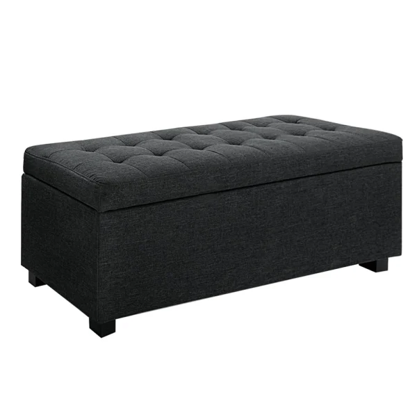 Artiss Storage Ottoman Blanket Box 97 cm Linen – Charcoal