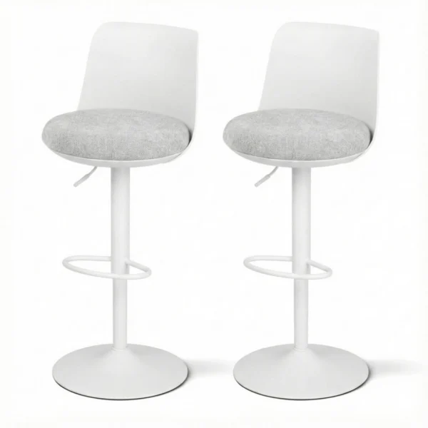 Artiss 2x Bar Stools Kitchen Swivel Gas Lift Counter Dining Chair Curved – White