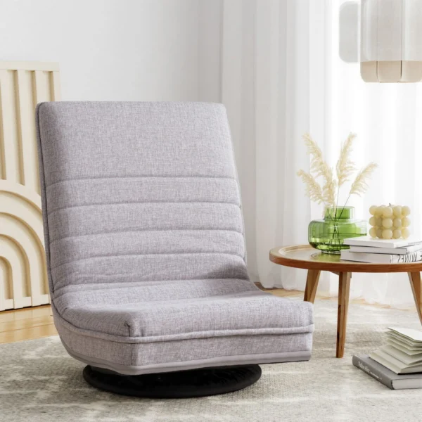 Ariss Swivel Floor Chair 360 Adjustable Foldable Lounge Seat Floor Sofa Chair – Grey