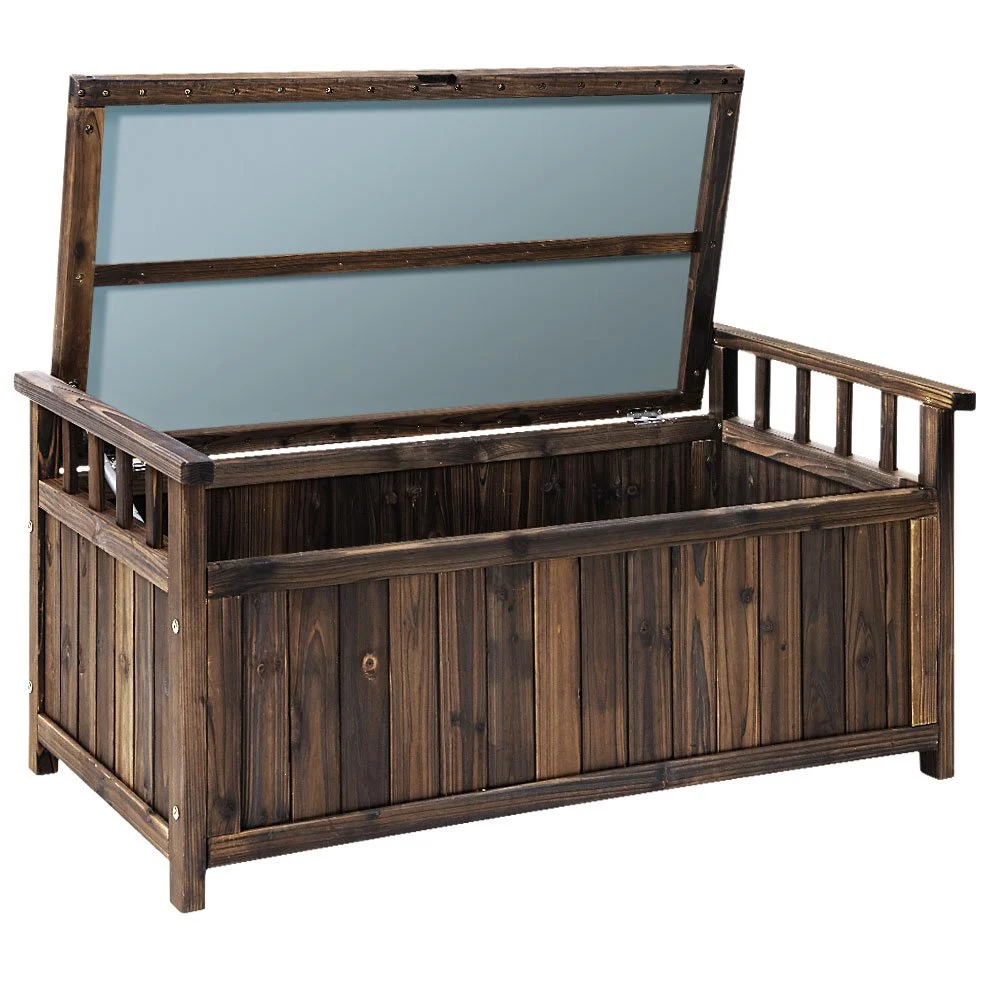 Gardeon Outdoor Storage Bench Box Wooden Garden Toy Tool Shed Patio Furniture – Charcoal