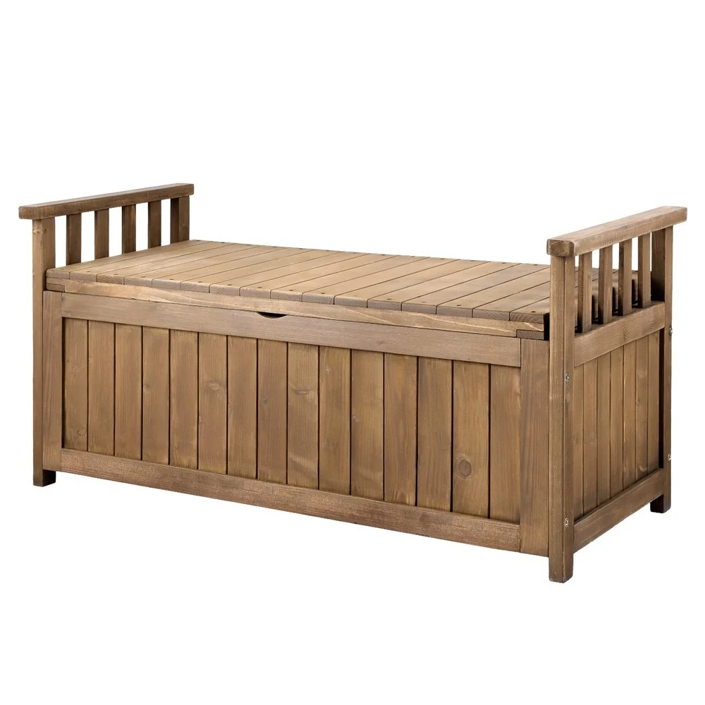 Gardeon Outdoor Storage Bench Box Wooden Garden Toy Tool Sheds Patio Furniture – Brown