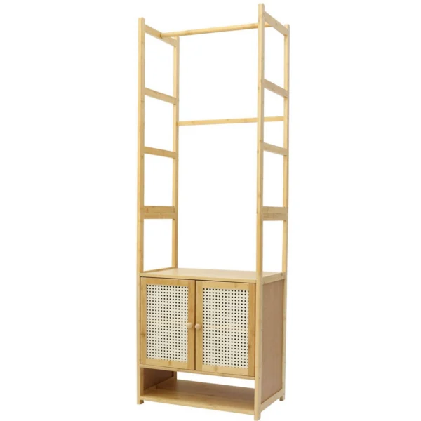 High Strength Bamboo Clothing Rack Closet Organiser Storage Cabinet & Shoe Shelf