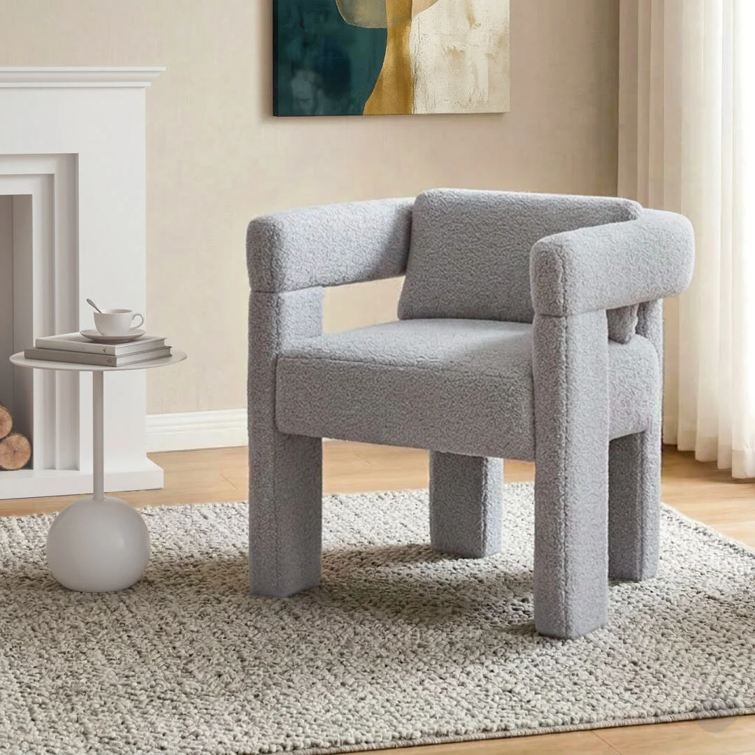Artiss Armchair Accent Chair Lounge Sofa Couch Boucle Fabric – Grey