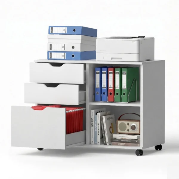 Artiss 3 Drawer Mobile Filing Cabinet Printer Stand Cabinet Home Office Storage – White