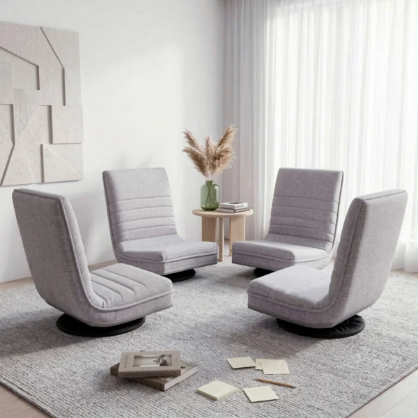 Artiss 4-Piece Swivel Floor Chair 360 Adjustable Foldable Lounge Seat Floor Sofa Chair – Grey