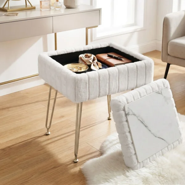 Artiss Storage Ottoman Vanity Foot Stool – White