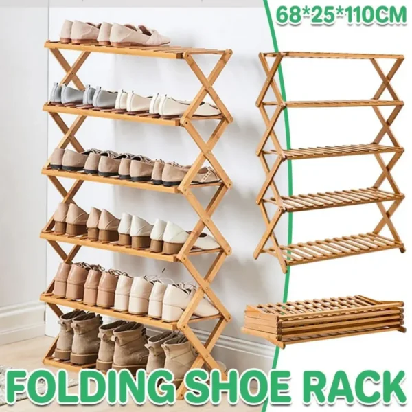 6 Tier Folding Shoe Rack Home Shoe Storage Organiser Space Saving for Shoes