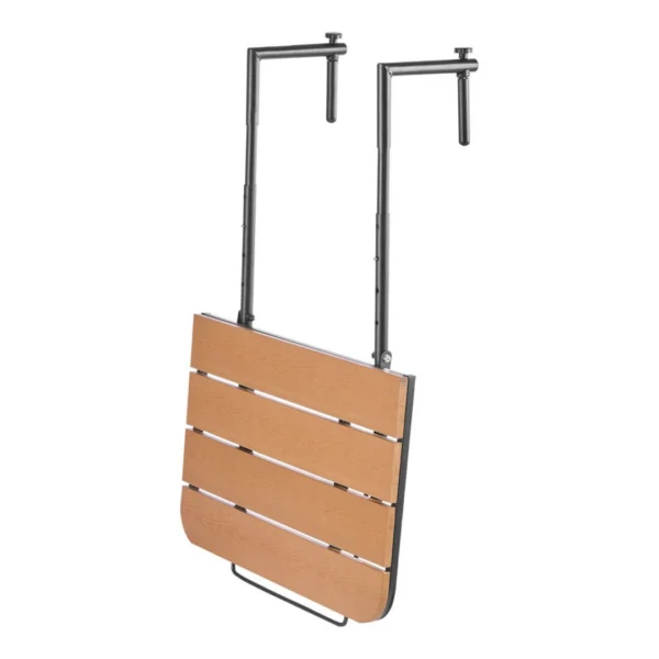 Balcony Hanging Table, 595 x 400 mm Folding Balcony Railing Table, Outdoor Balcony Bar Table for Railings, 4-Level Adjustable, Fit Railing From 1" to 8.27", Serving Table for Patio & Deck
