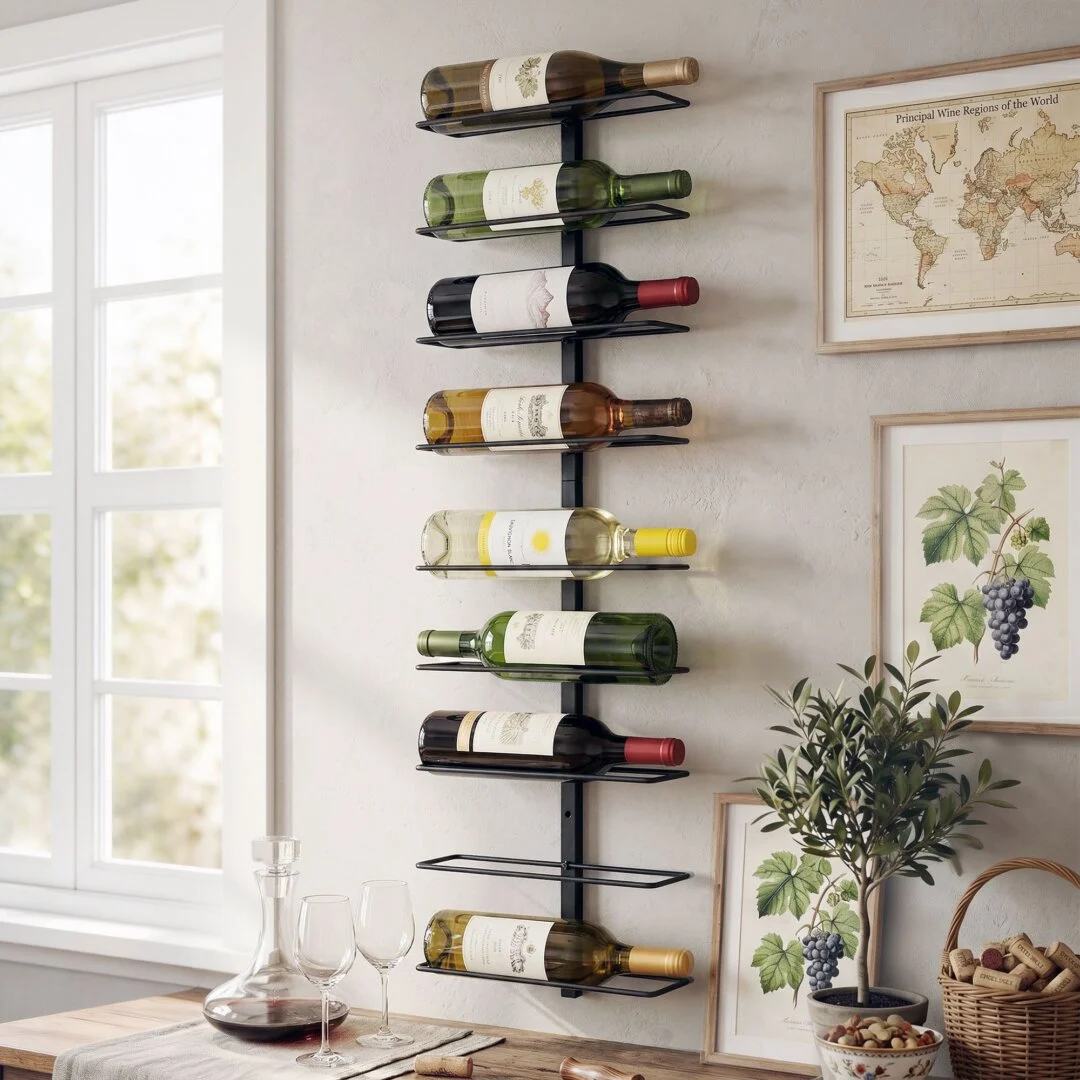 Artiss Wall Mounted Wine Rack 9 Bottles Display Storage Organiser Metal – Black