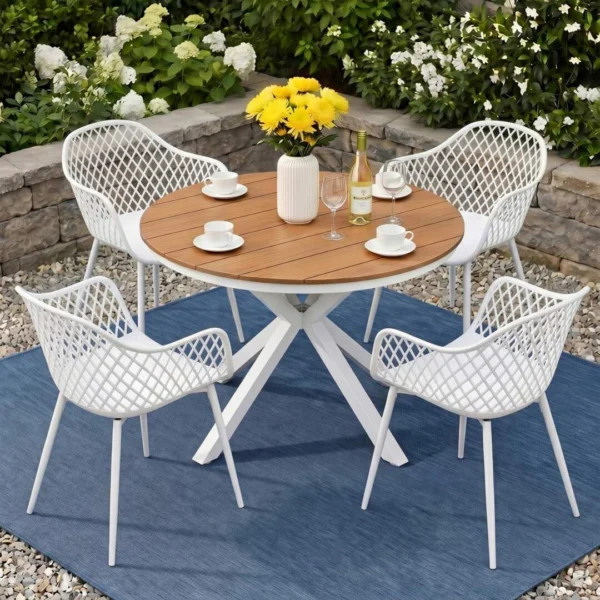 Gardeon 5-Piece Outdoor Dining Set Table and Chairs Patio Garden Furniture Diamond