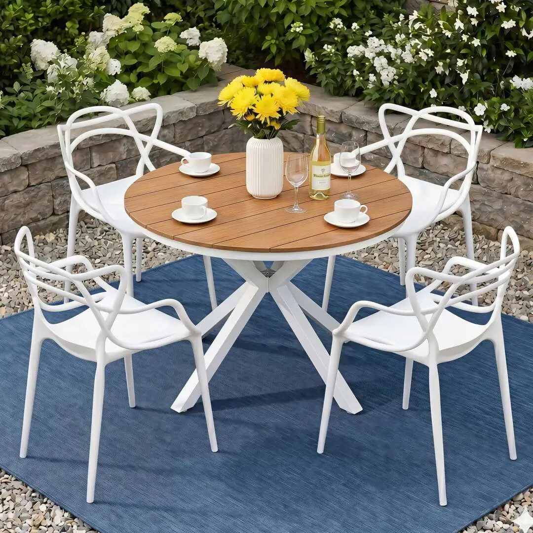 Gardeon 5-Piece Outdoor Dining Set Table and Chairs Patio Garden Furniture Entwine