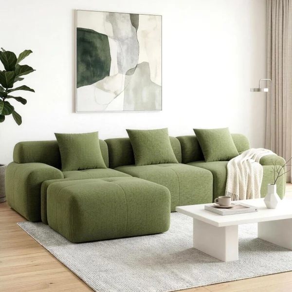 Artiss 300 cm Modular Sofa Bed Comfort L-Shaped Sectional Boneless Couch – Green