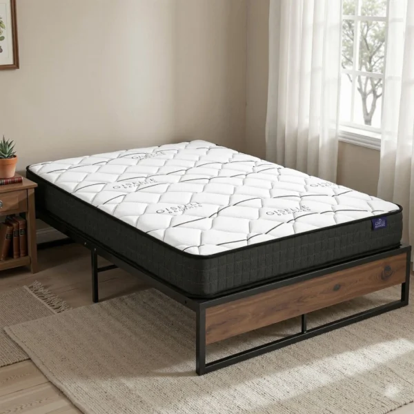 Giselle Double Mattress 16 cm and Artiss Metal Bed Frame Set for Guest Rooms Studios