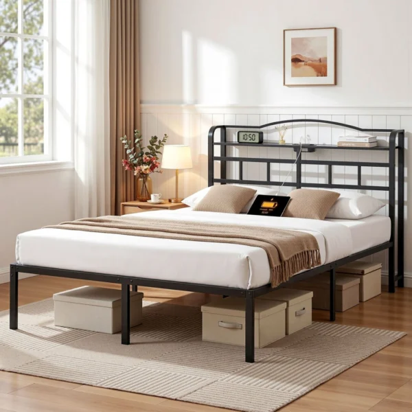 Artiss WAVE Double with Charging Station Bed Frame