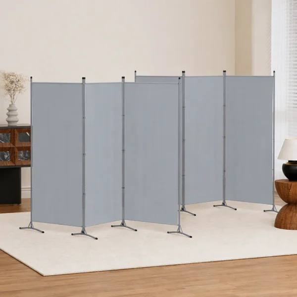 Artiss 3 Panel Room Divider Set of 2 Folding Privacy Screen Fabric Room Separator Partition – Grey