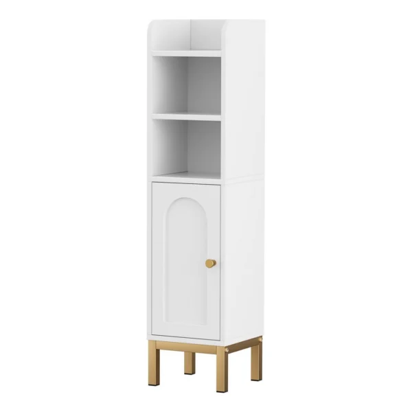 Artiss 2X Bathroom Storage Cabinet Floor Organiser Toilet Corner Adjustable Shelf with Door – White