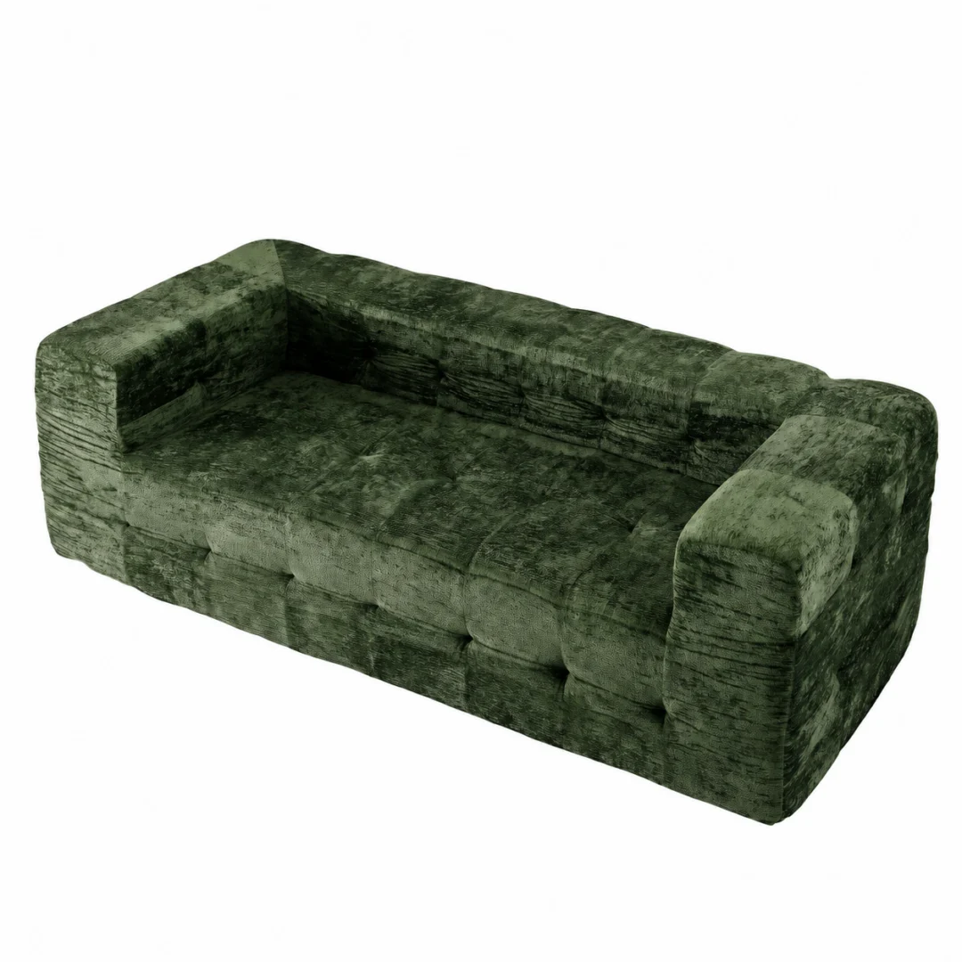 Artiss Comfort Boneless Sofa for Living Room Green Chenille