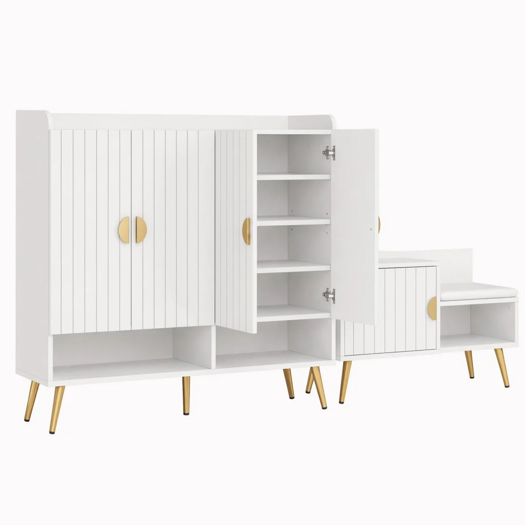 Artiss Shoe Cabinet Bench Set Adjustable Shelf Hallway Living Room – White