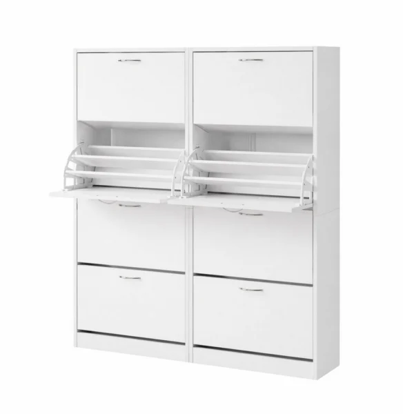 Artiss 2x Shoe Cabinet Storage Organiser 4 Flip Drawer – White