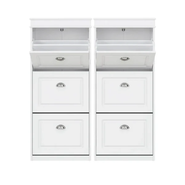 Artiss 2x Shoe Cabinet Storage Organiser 3 Flip Drawer – White