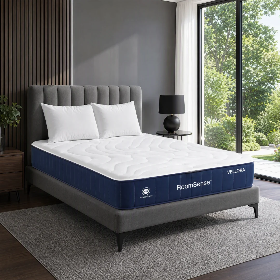 RoomSense Double Mattress, 30 cm Medium Firm Hybrid Mattress with Latex Lumbar Support for Back Pain Relief, Pocket Spring Mattress Double Size in a Box