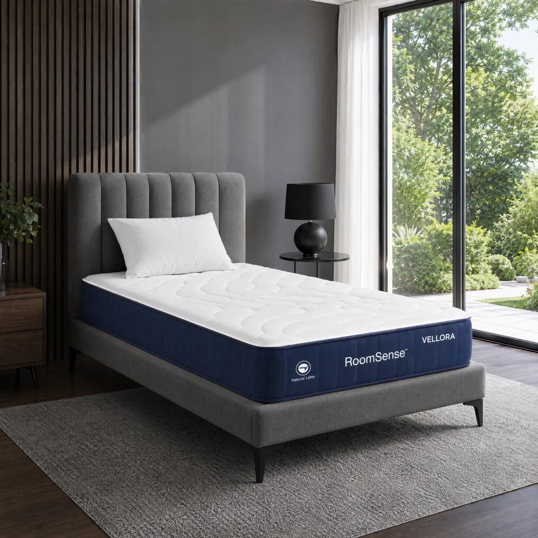 RoomSense Single Mattress, 30 cm Medium Firm Hybrid Mattress with Latex Lumbar Support for Back Pain Relief, Pocket Spring Mattress Single Size in a Box