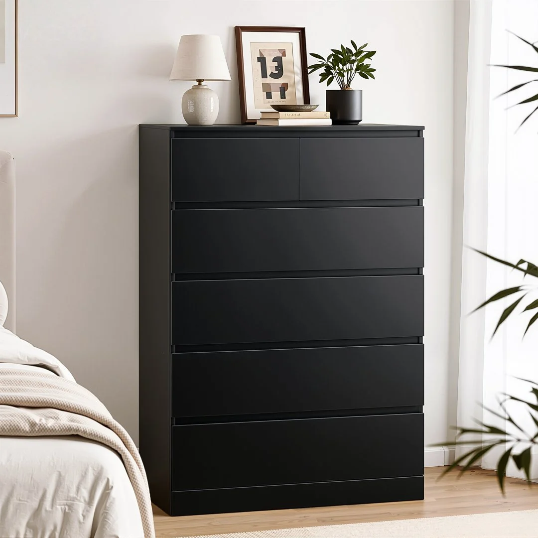 Artiss Chest of 6 Drawers Tallboy PEPE – Black