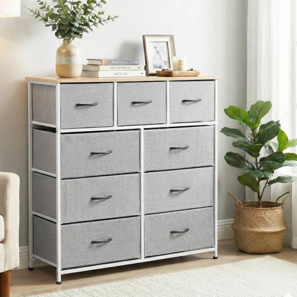 Artiss Chest of 9 Drawers Storage Dresser Tallboy – Light Grey