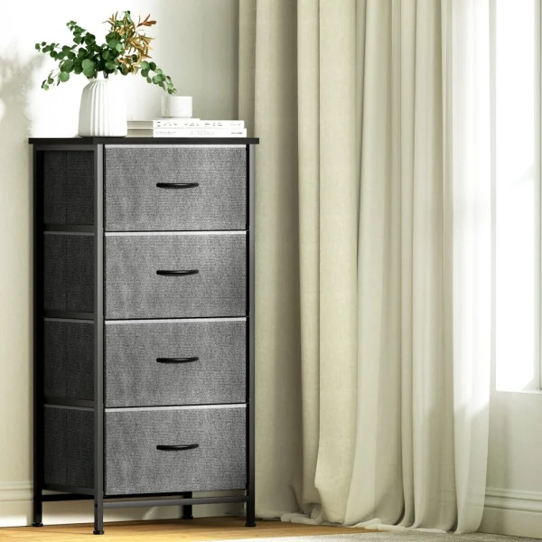 Artiss Chest of 4 Drawers Storage Dresser Tallboy – Grey