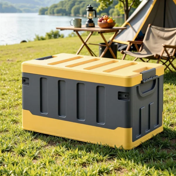 Gardeon Collapsible Outdoor Storage Box 60L Stackable Folding Camping Organiser – Yellow