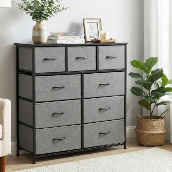 Artiss Chest of 9 Drawers Storage Dresser Tallboy – Dark Grey