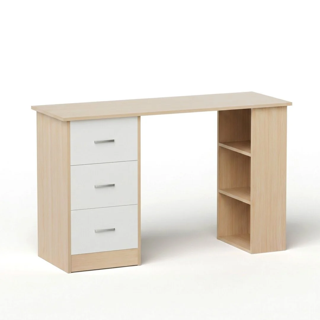 Artiss Computer Desk Drawer Shelf Oak White 120 cm