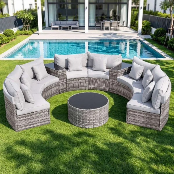 Gardeon 8 Seater Outdoor Sofa Set 11-Piece Table Chair Set Garden Rattan Furniture