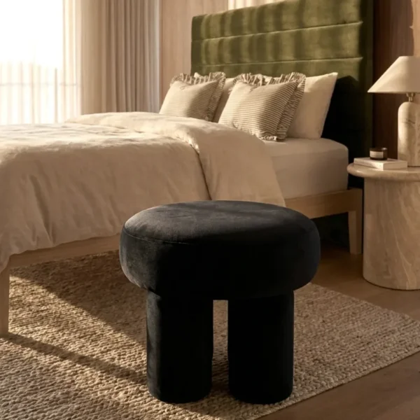 Interior Ave – Bentley Velvet Ottoman – Black