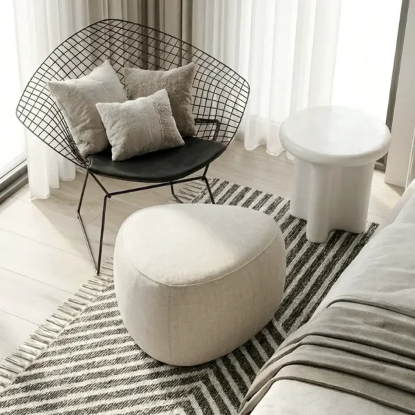 Interior Ave – Cove Pebble Ottoman – Vanilla